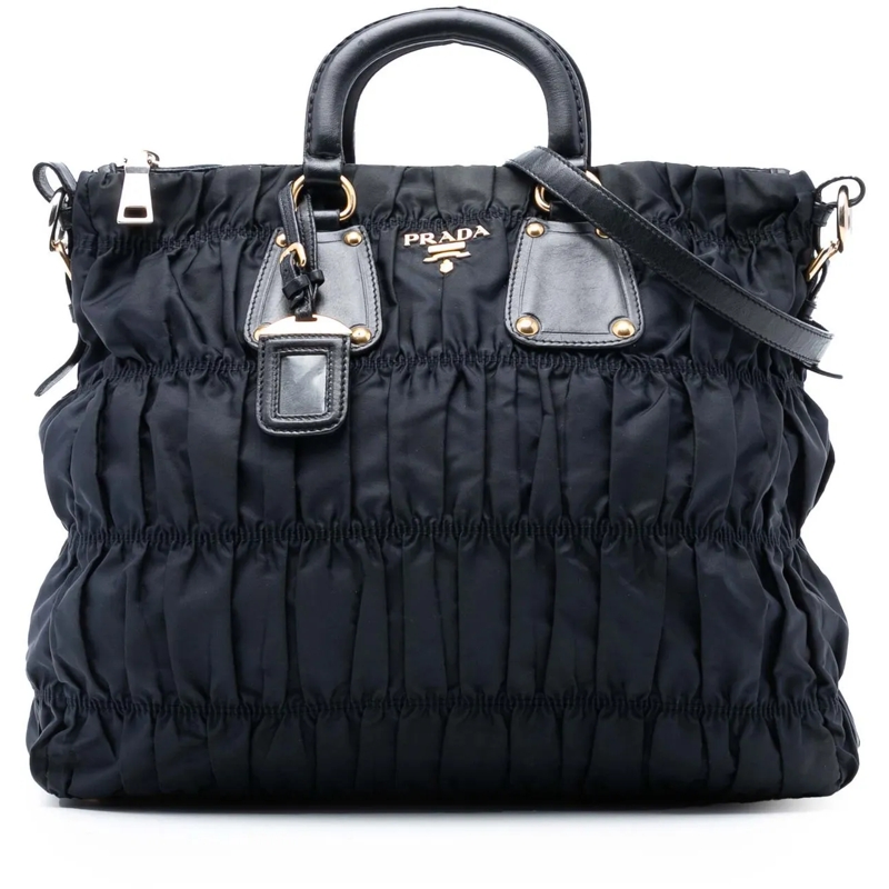 Prada Sac à bandoulière Tessuto Gaufre Satchel schwarz