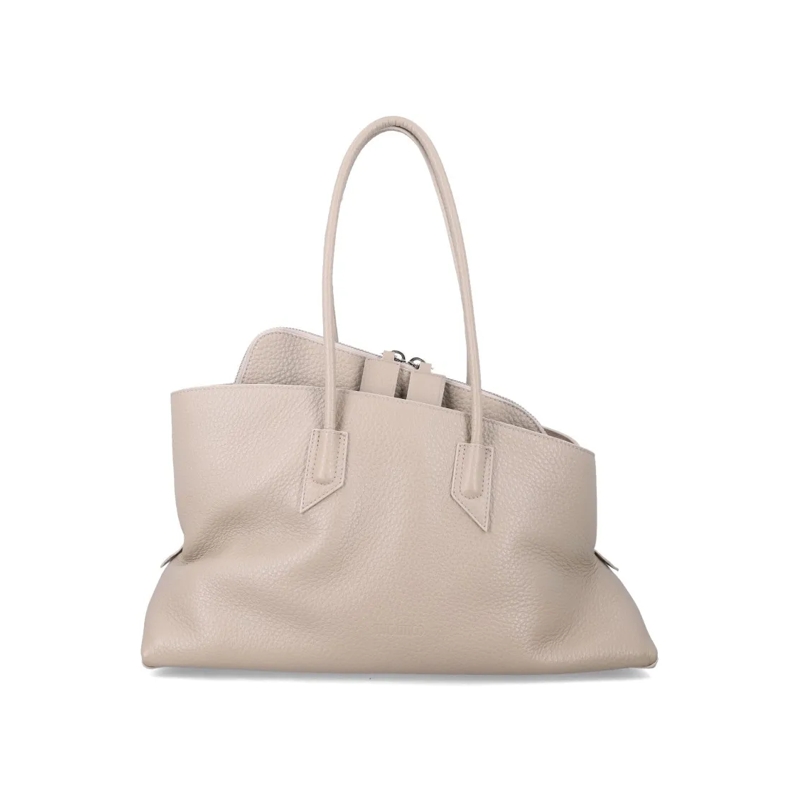 The Attico Tote Medium Grainy Leather Tote With Asymmetric Silhoue Neutrals