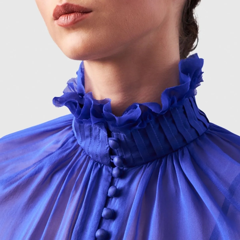 Helene Galwas Bluse Seidenbluse BABETT blau(Image 4)