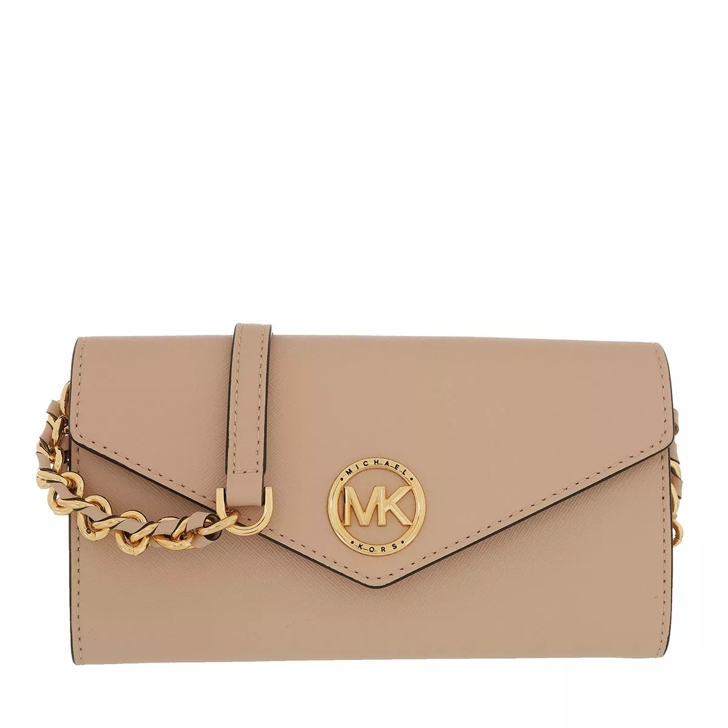 Michael Kors Large Wallet On Chn Handbag Leather Soft Pink Wallet On A Chain