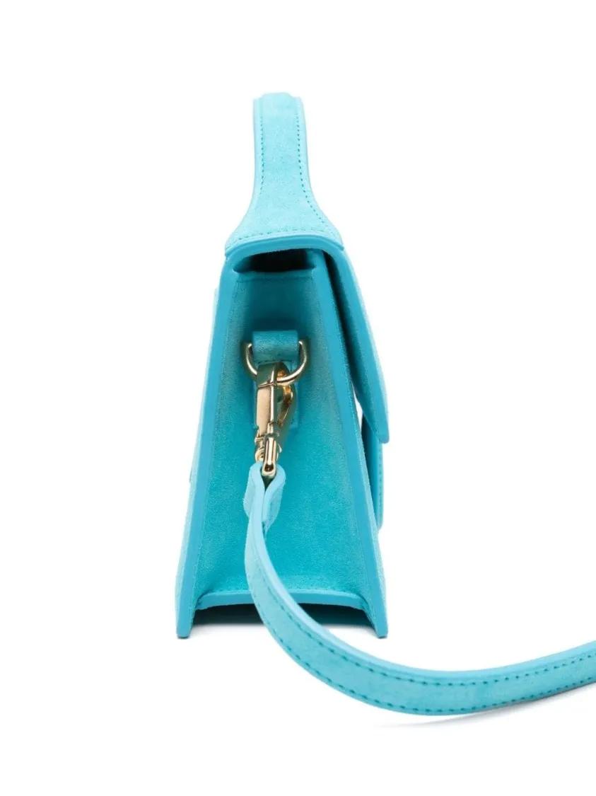 Jacquemus Hobo bags Light Blue Suede Bambino Bag in blauw