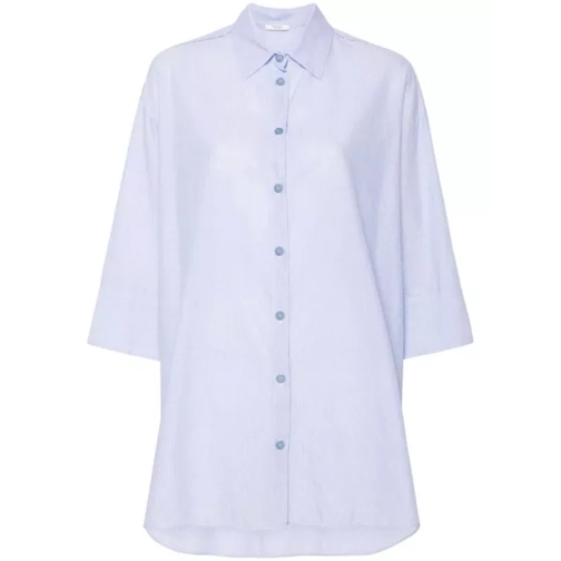 Peserico Blue-White Striped Cotton Shirt Blue 
