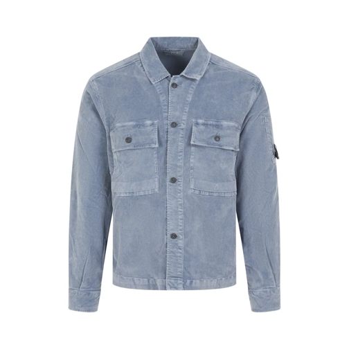 CP Company Flint Stone Grey Cotton Long Sleeves Corduroy Shir Blue Camicie