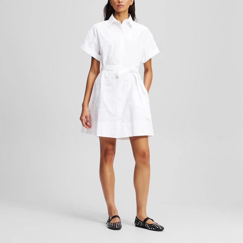 Karl Lagerfeld Kleid HEMDKLEID MIT STICKEREI weiss (Image 3)