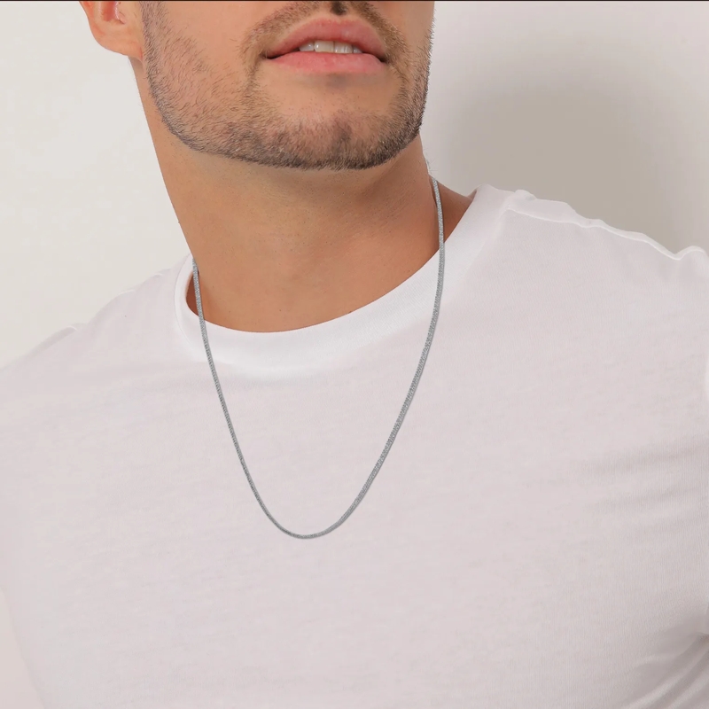 Kuzzoi Mittellange Halskette Halskette Herren Basic Schlangenkette Oxidiert 925 silber(Image 7)