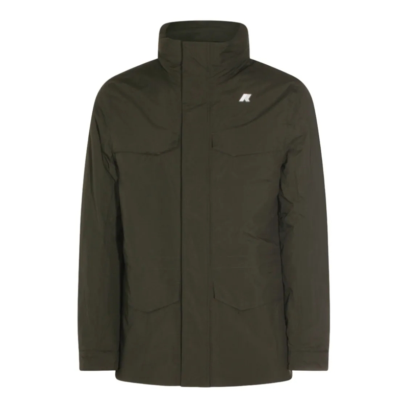 K-Way Doudoune Green Jacket With High Collar Black