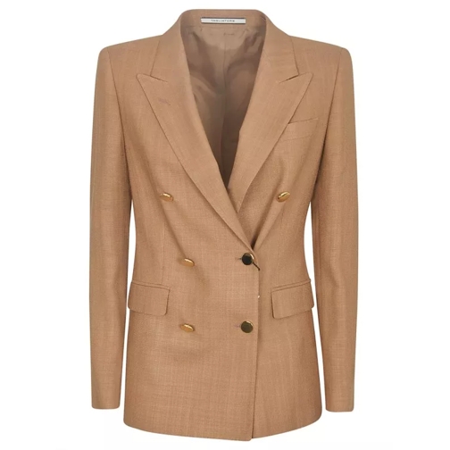 Tagliatore Caramel Brown Double-Breasted Blazer Brown 