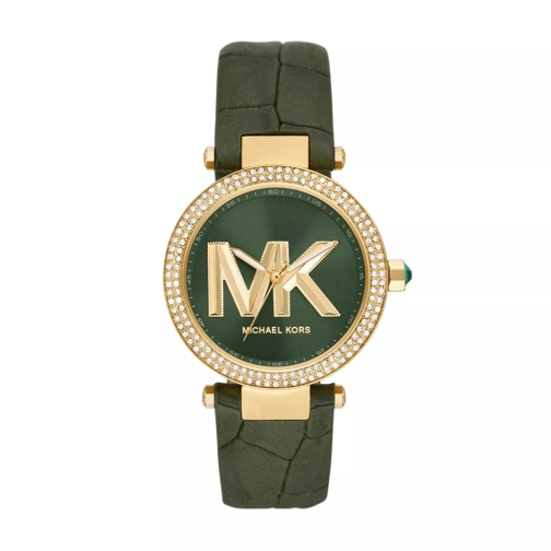 Michael Kors Parker Three-Hand Leather Watch Green Quartz Watch