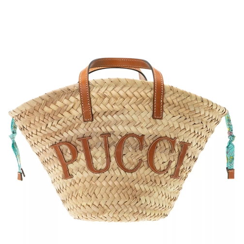 Emilio Pucci Bucket Bag Solid Naturale+Turchese Borsa a cestino