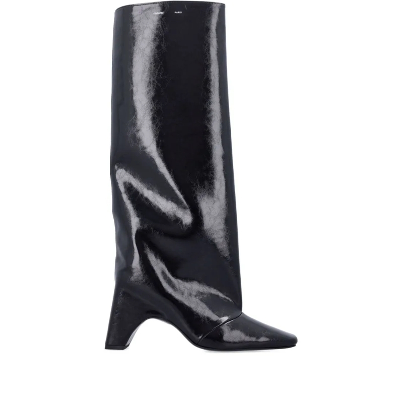 Coperni Bottes Crackle-Effect Faux Leather Mid-Calf Boots Black