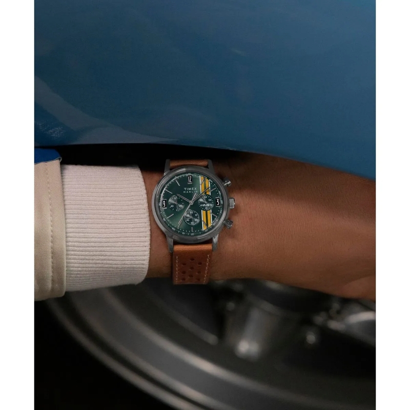 Timex Quarzuhr Quarz-Analoguhr Marlin Chronograph Stripes braun(Image 6)