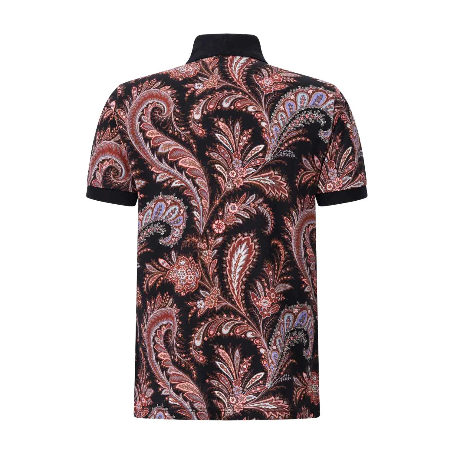 Etro - Poloshirt mit Paisley-Muster - Größe XL - schwarz
