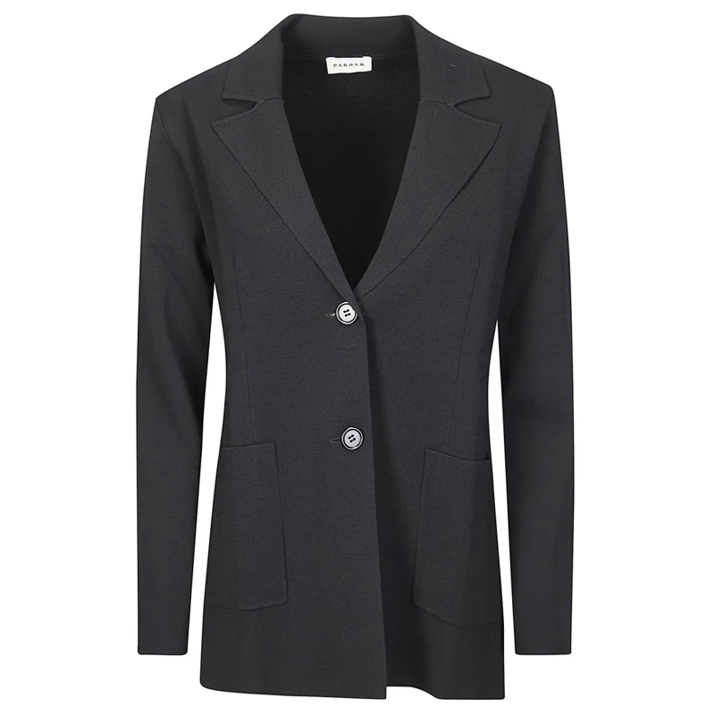 P.A.R.O.S.H. Blazer Tailored Casual Jacket With Smooth Texture Black