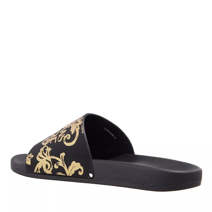 Versace slides black online and gold