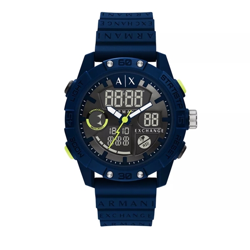 Armani Exchange Analog-Digital Silicone Watch Blue Digitaluhr