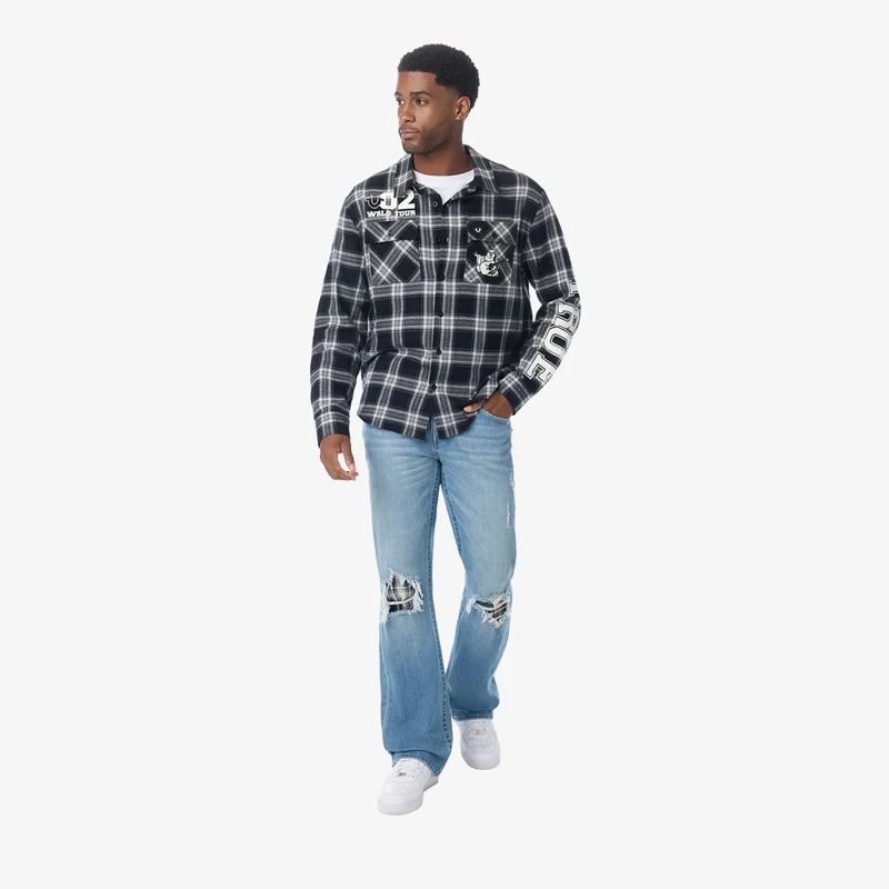True Religion Hemd - Langarm- Flannellhemd- Knopfleiste- Karomuste bunt(Image 2)