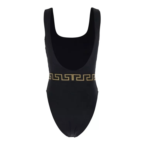 Versace Black One-Piece Swimsuit With Greca And Medusa Ban Black 