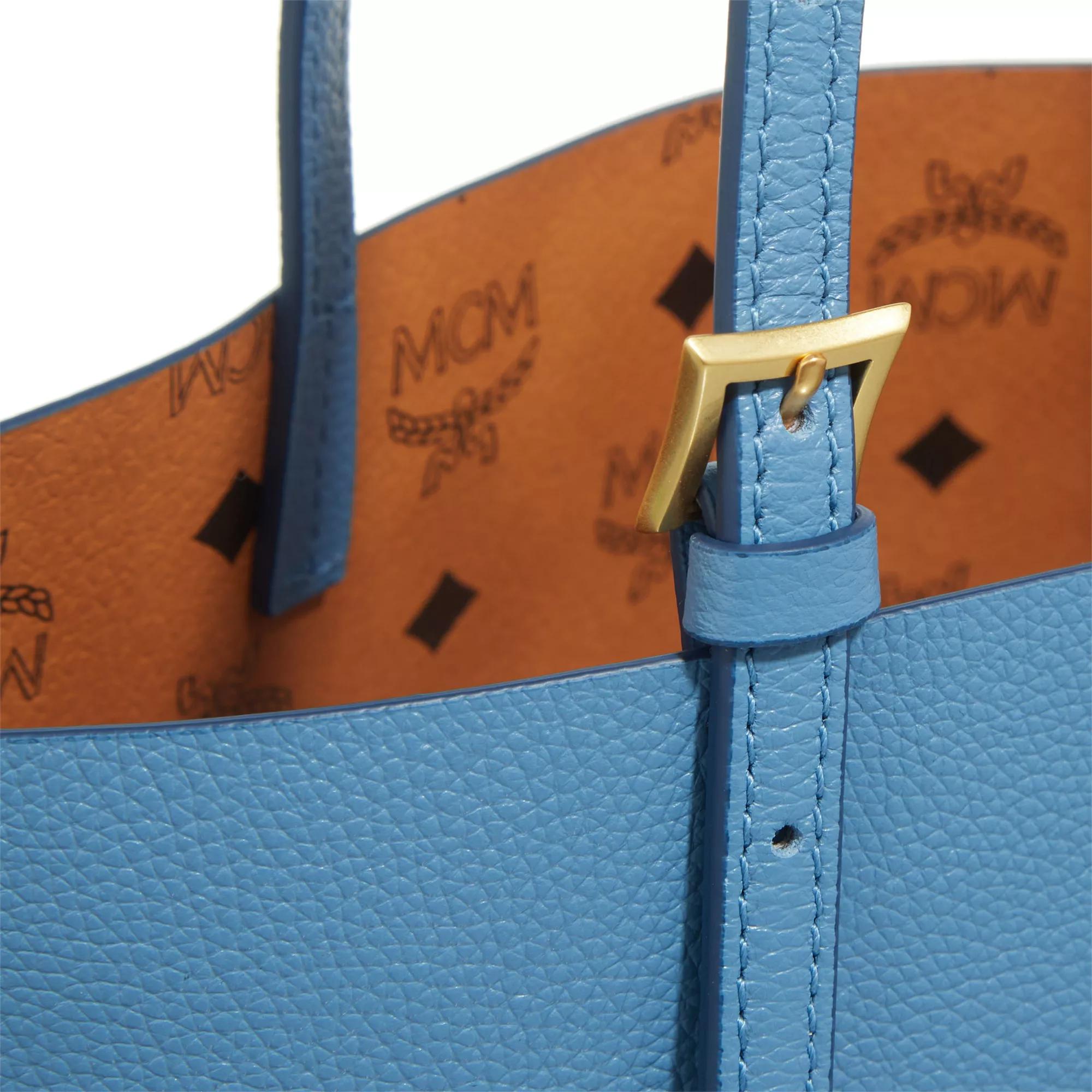 MCM Shoppers Himmel Leather Doppel Shopper Mini E4 in blauw