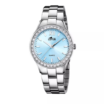 316L Stainless Steel Watch Bracelet silver light blue Quartz Watch