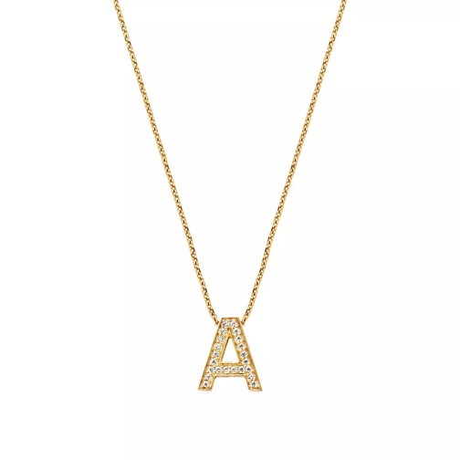 BELORO Necklace Letter A Zirconia Gold-Plated Korte Halsketting