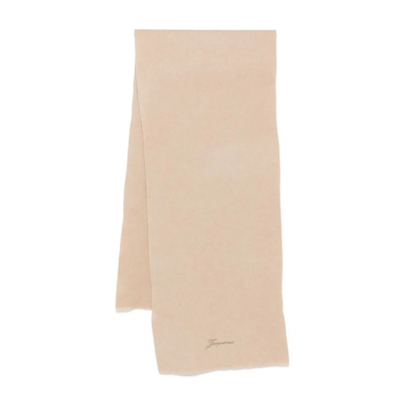 Jacquemus Écharpe légère Embroidered Beige Wool And Cashmere Scarf Neutrals