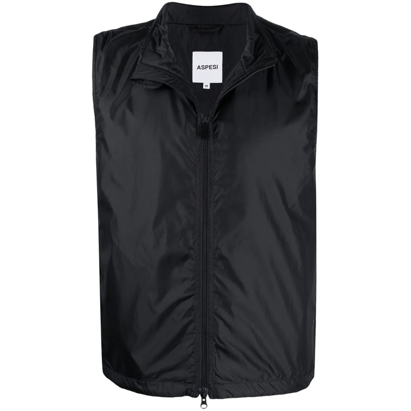 Aspesi Daunenjacke Sleek Sleeveless Jacket With High Collar Black