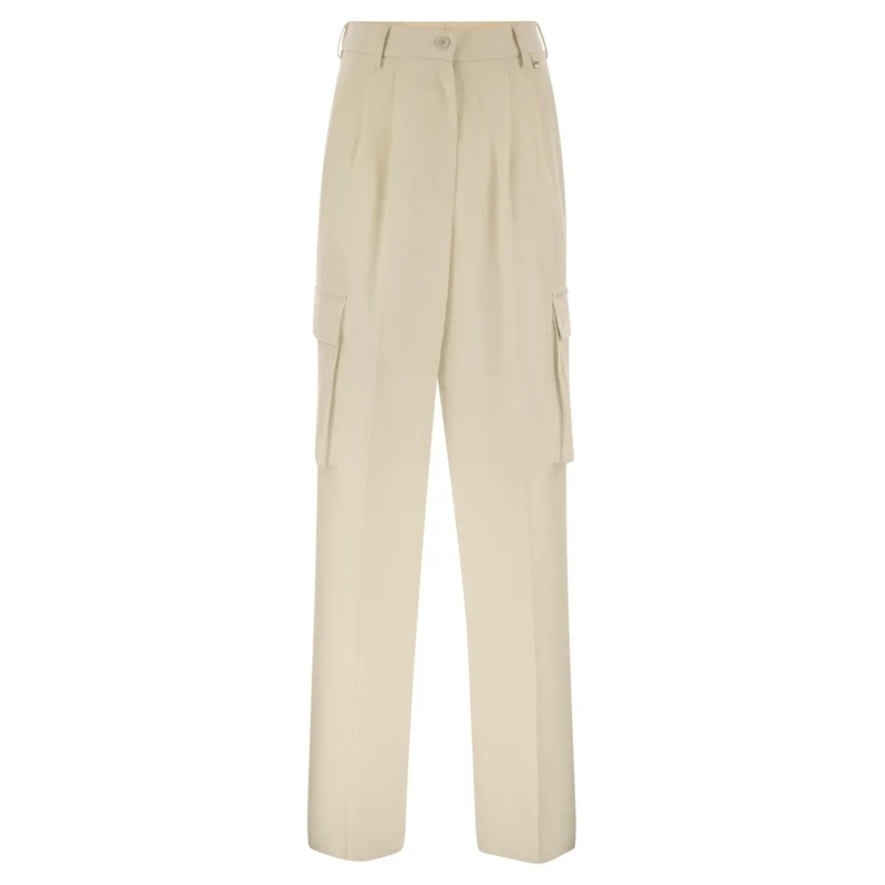 Herno  Cargo Trousers In Wool And Viscose Blend Neutrals