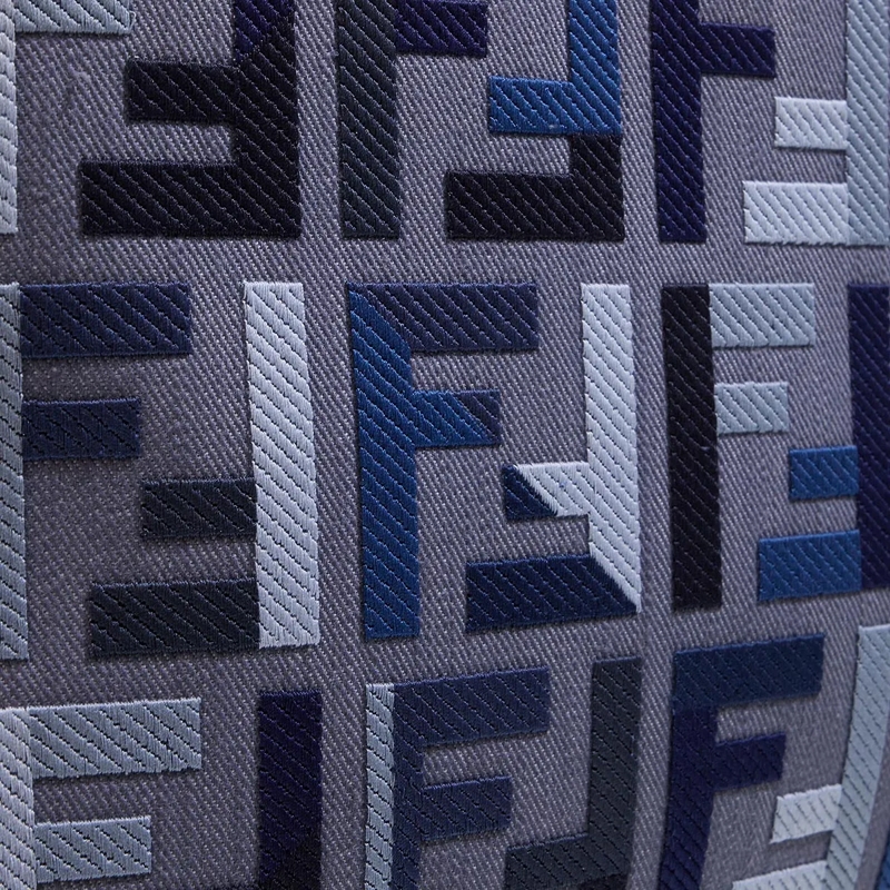 Fendi Shopper Shopping Roll Large Denim Bag Mirto(Image 4)