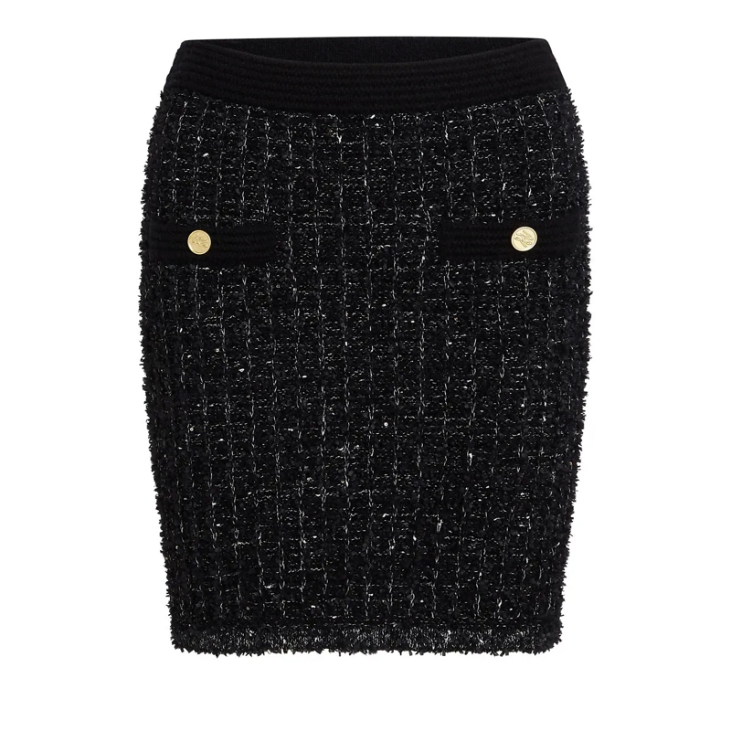 Karl Lagerfeld Minirock KARL ESSENTIAL STRICKROCK AUS BOUCLÉ schwarz