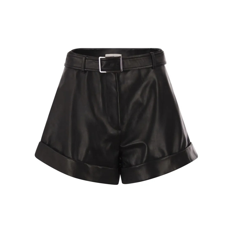 Sportmax Legere Shorts Spxvasaio - Leather Bermuda Shorts Black