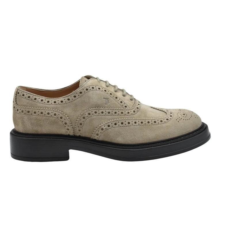 Tod's Schnürschuhe Refined Laced Flat Shoes With Intricate Brogue Det Neutrals