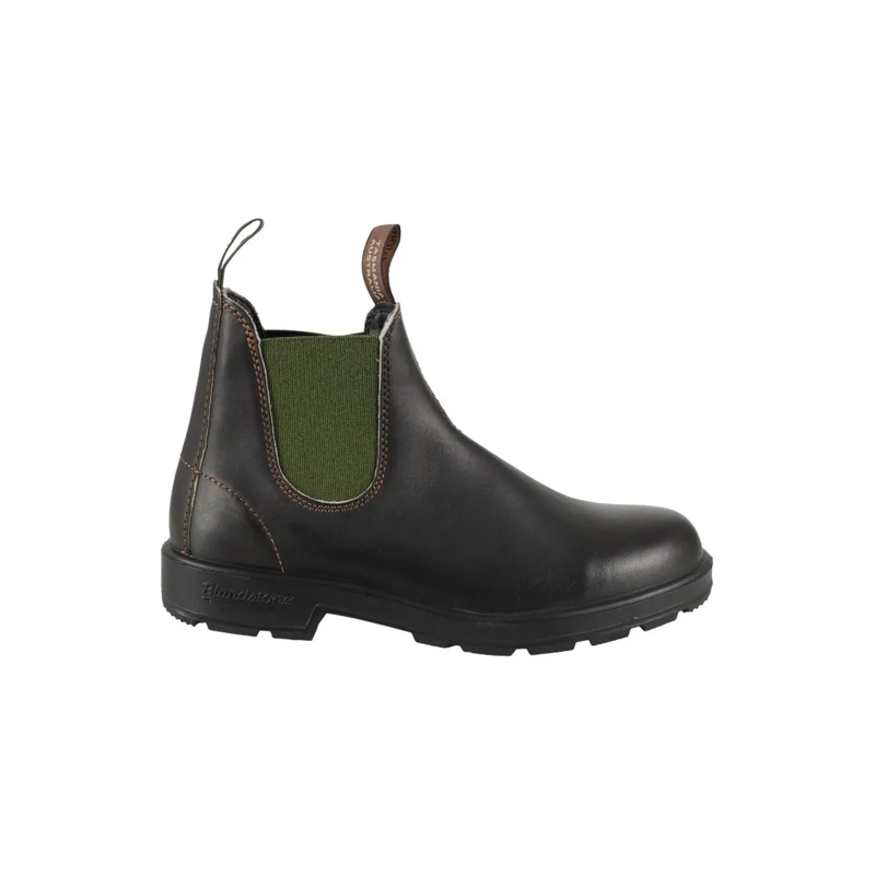 Blundstone Laarzen Leather Boots With Contrasting Olive Green Elastic Brown