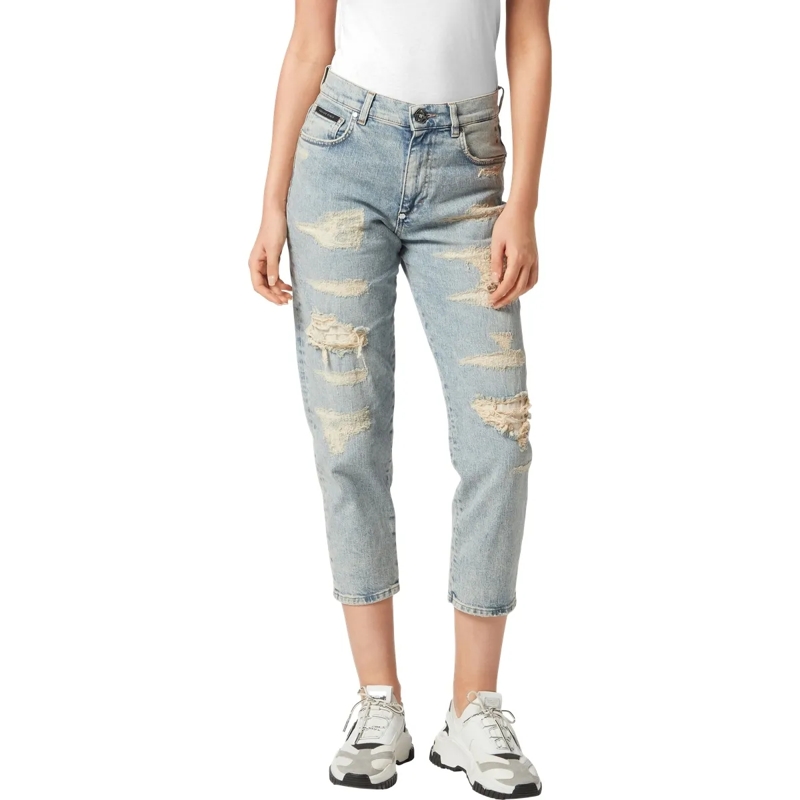 Philipp Plein Cropped-Jeans Jeans Mom Fit hell-blau(Image 3)