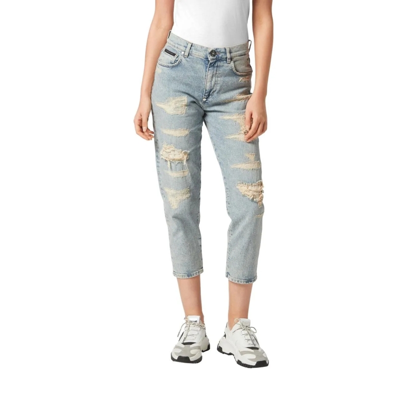 Philipp Plein Cropped-Jeans Jeans Mom Fit hell-blau(Image 2)