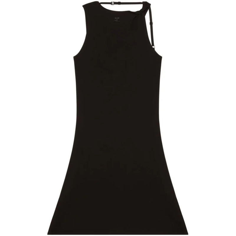 Courrèges Mini-jurk Embroidered Logo Mini Dress Black