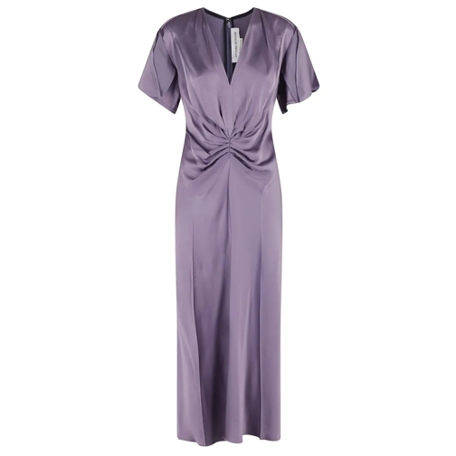 Victoria Beckham Midi-Kleider Gathered V Neck Midi Dress Pink