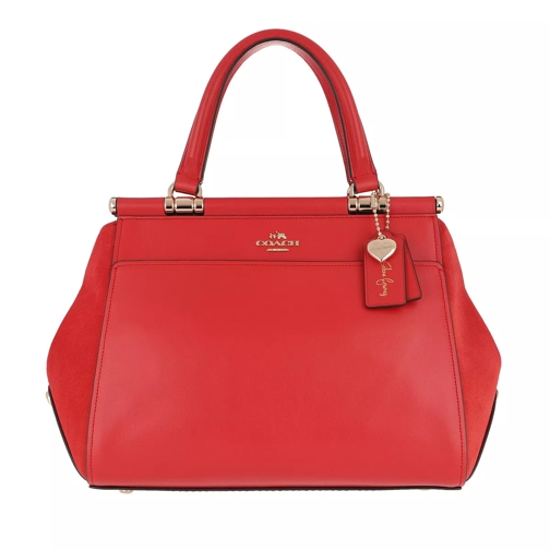 Coach Selena Gomez Drifter Leather Satchel Bag Red Rymlig shoppingväska