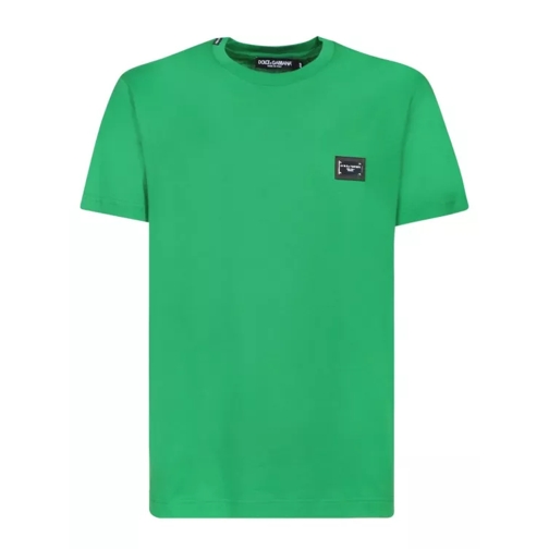 Dolce&Gabbana Cotton Logo Plaque T-Shirt From Dolce&Gabbana Green T-tröjor
