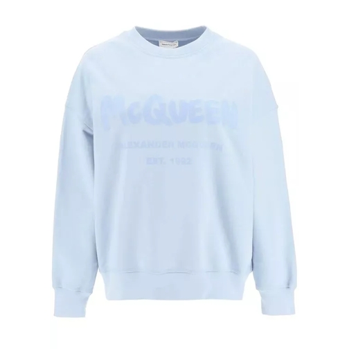 Alexander McQueen Cotton Sweatshirt Blue Sweatshirts