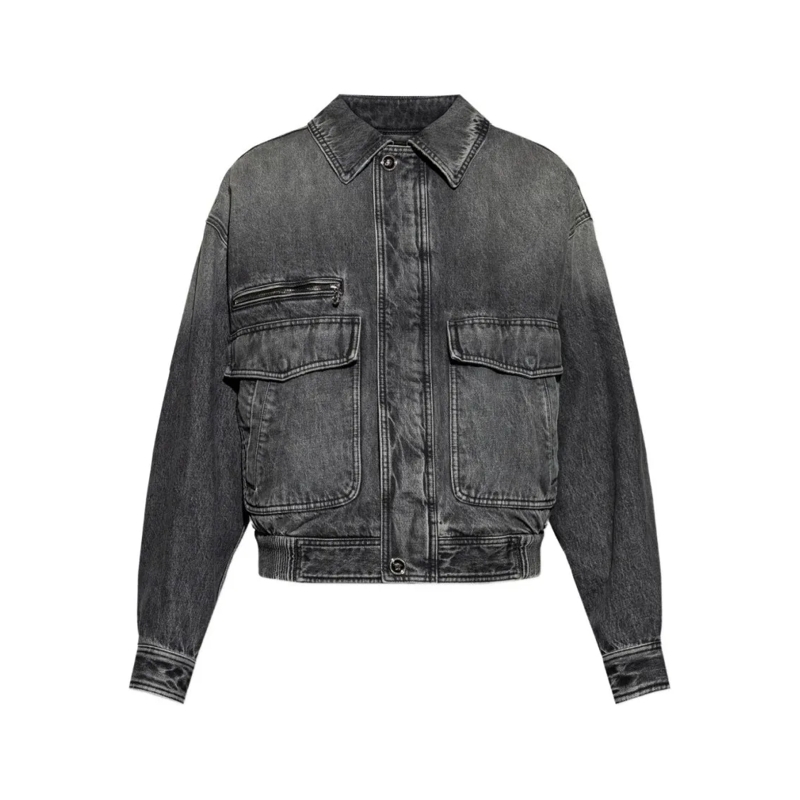 Versace Hemd Cropped Denim Jacket With Washed Black Finish Grey