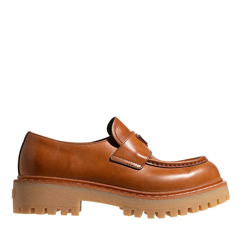 Prada Loafer Triangle Logo Loafer Cognac