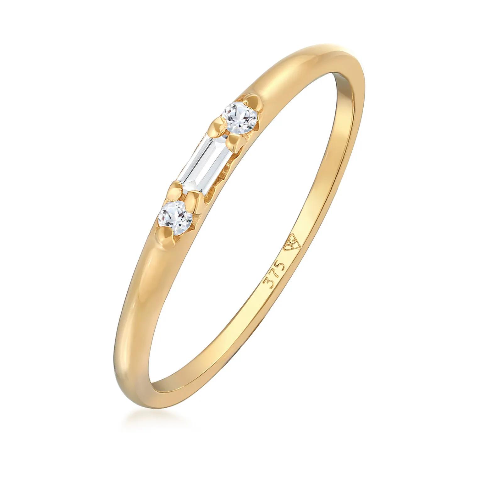 Elli Ringe - Ring Topas Baguette Verlobung 375 Gelbgold - Gr. 52 MM - in Gold - für Damen