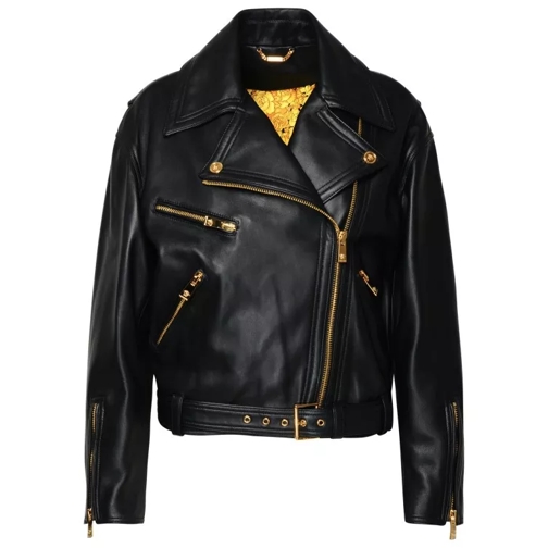 Versace Black Lambskin Jacket Black 