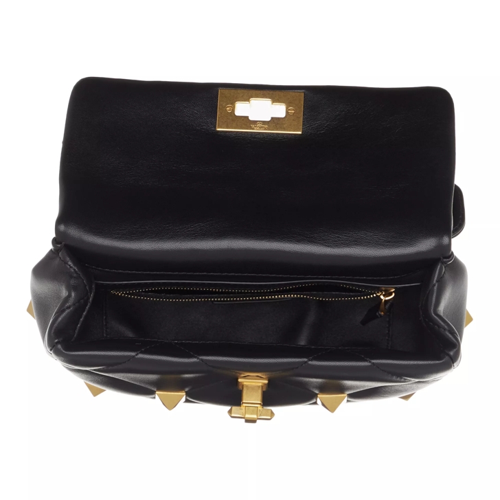 Valentino Garavani Medium Roman Stud The Shoulder Bag With Chain Black Satchel