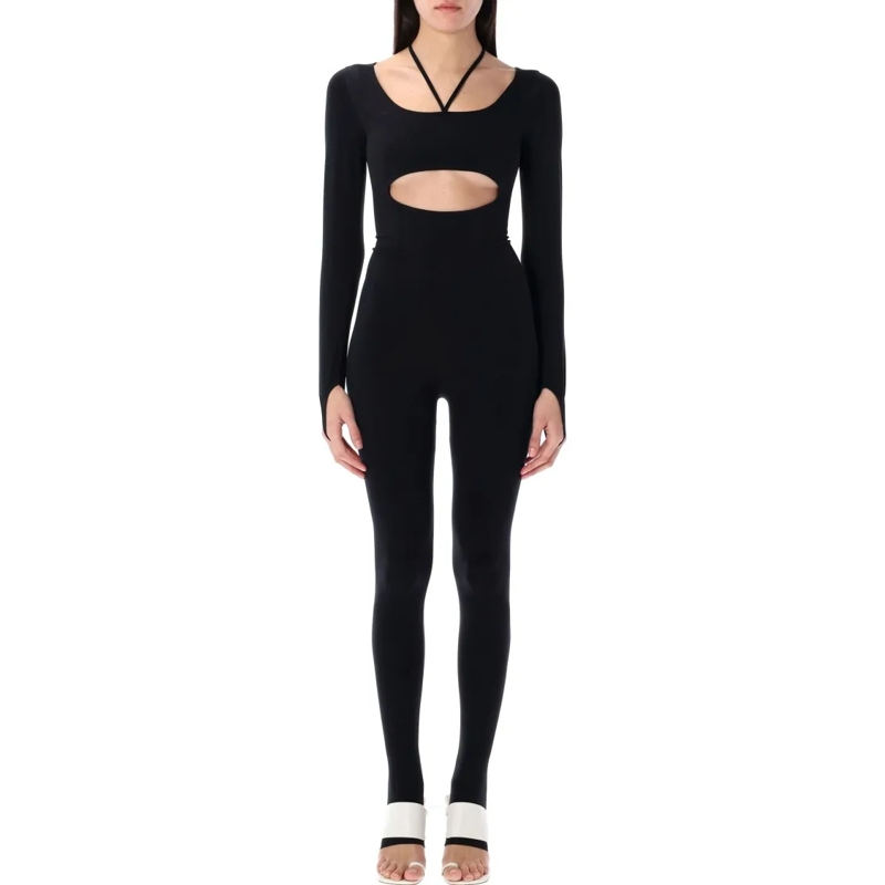 Andreadamo Jumpsuit Sculpting Jersey Jumpsuit With Cut-Out Details Black