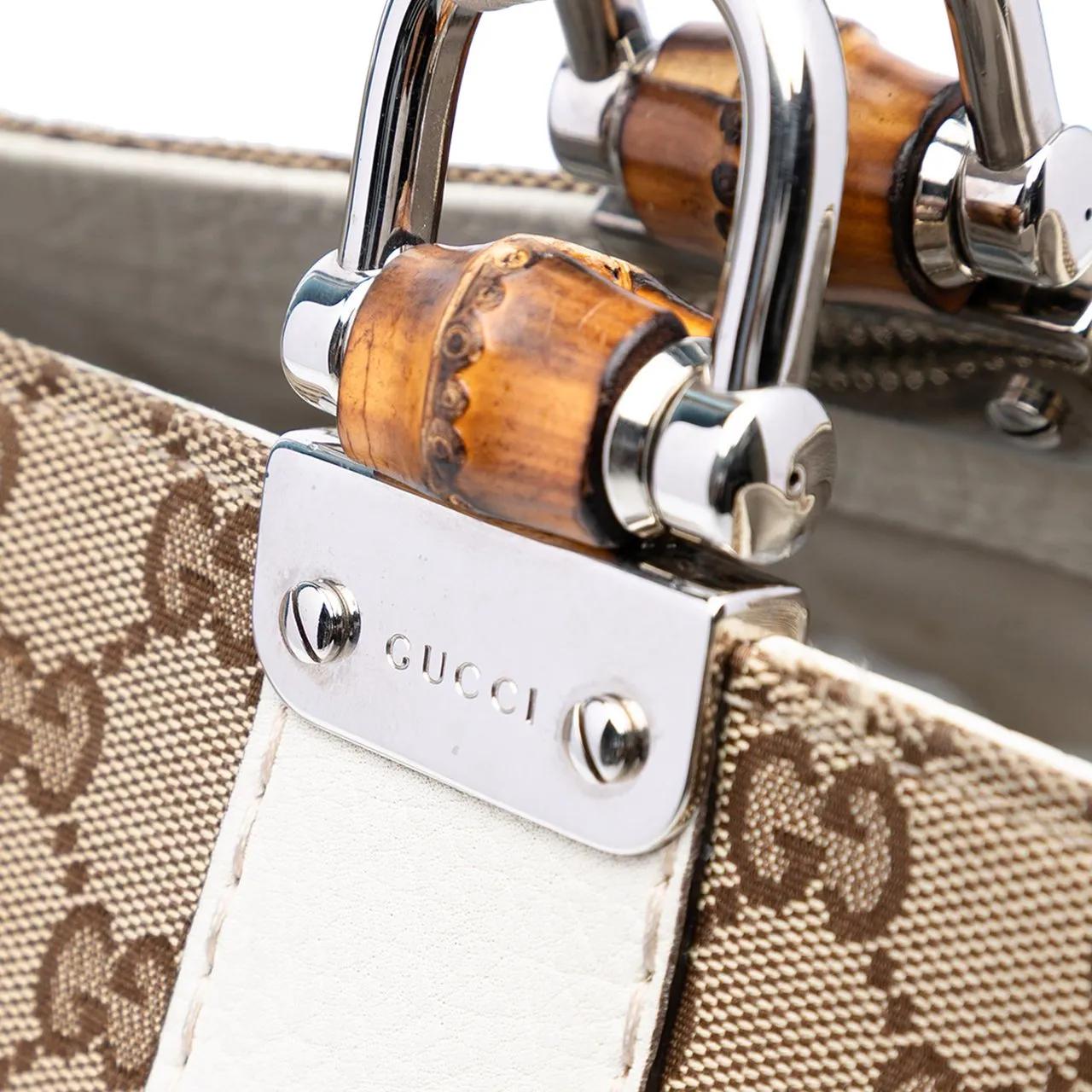 Thumbnail - Gucci Shopper - Medium GG Canvas Bamboo Libeccio Tote - Gr. unisize - in Braun - für Damen