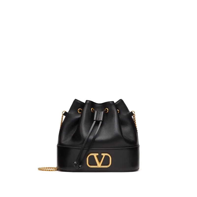 Valentino Garavani Bucket Bag Structured Bucket Bag With Drawstring Closure Black