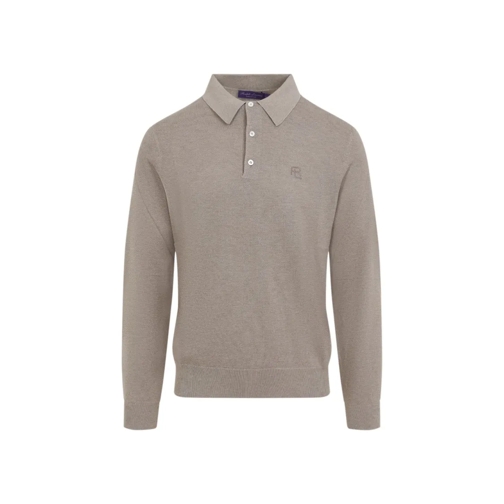 Ralph Lauren X Purple Label Polohemd Oatmeal Silk And Cotton Polo Sweater Brown