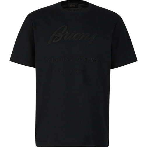 Brioni T-shirts Embroidered Cotton T-Shirt schwarz