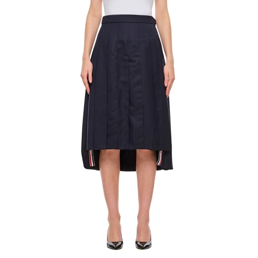 Thom Browne Midi-Röcke Pleated Wool Skirt Blue